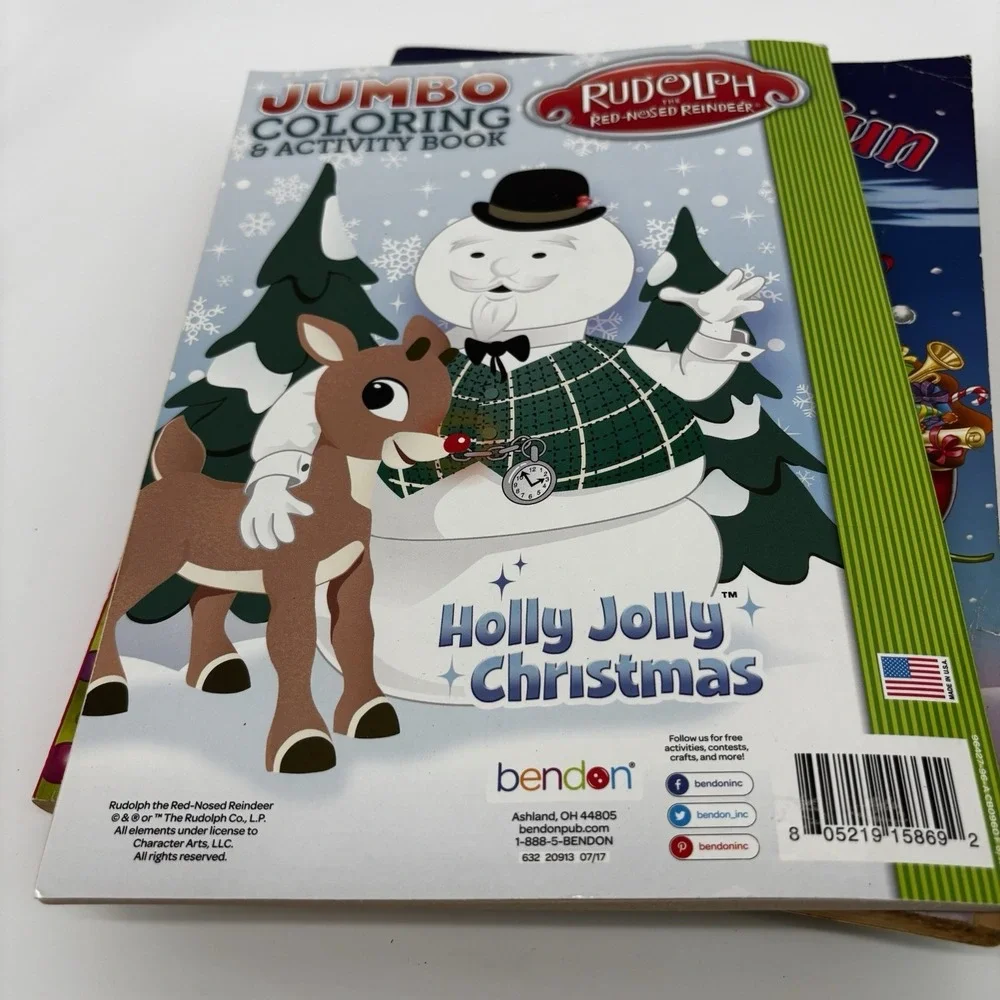 Set of 3 Christmas‎ Kid's Popular Coloring & Activity Books Rudolph Santa